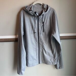 QOR Hooded Full Zip Athletic Stretch Jacket Long Sleeve Heather Gray​